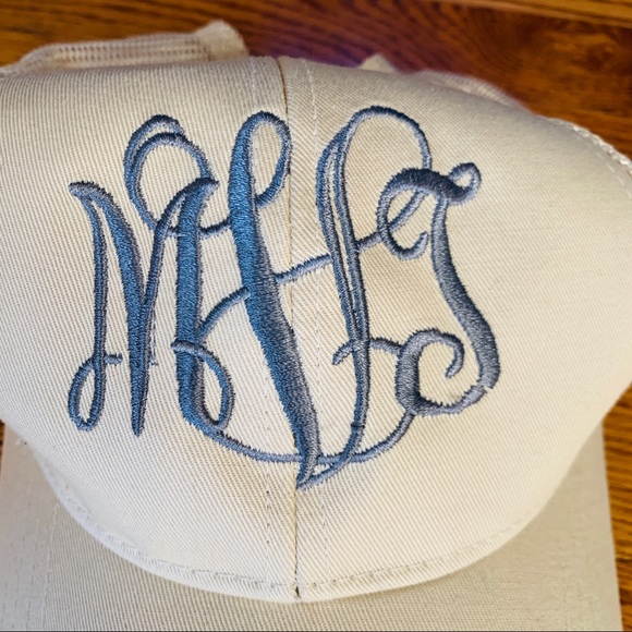 NWOT Cream MONOGRAMED Baseball Hat - Picture 2 of 7